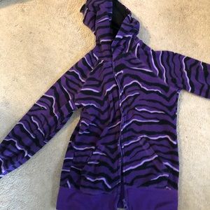 Very cute George purple zebra print zip up sweater